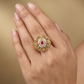 Antique Finger Ring with Symmetrical Floral Openwork and Fine Beaded Edge