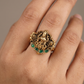 Lakshmi Figure with Intricate Scrollwork and lotus Detailing Antique Finger Ring