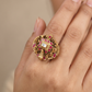 Antique Finger Ring with Repeating Petal Forms and Intricate Curved Detailing