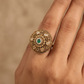 Traditional Floral Finger Ring with Detailed Centre Work and Ornamental Circular Frame