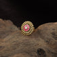 Antique Finger Ring with Symmetrical Floral Work and Fine Beaded Edging