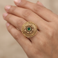 Floral Antique Finger Ring with Intricate Circular Work and Sculpted Centre