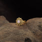 Floral Antique Finger Ring with Sculpted Petals and Ornate Centre