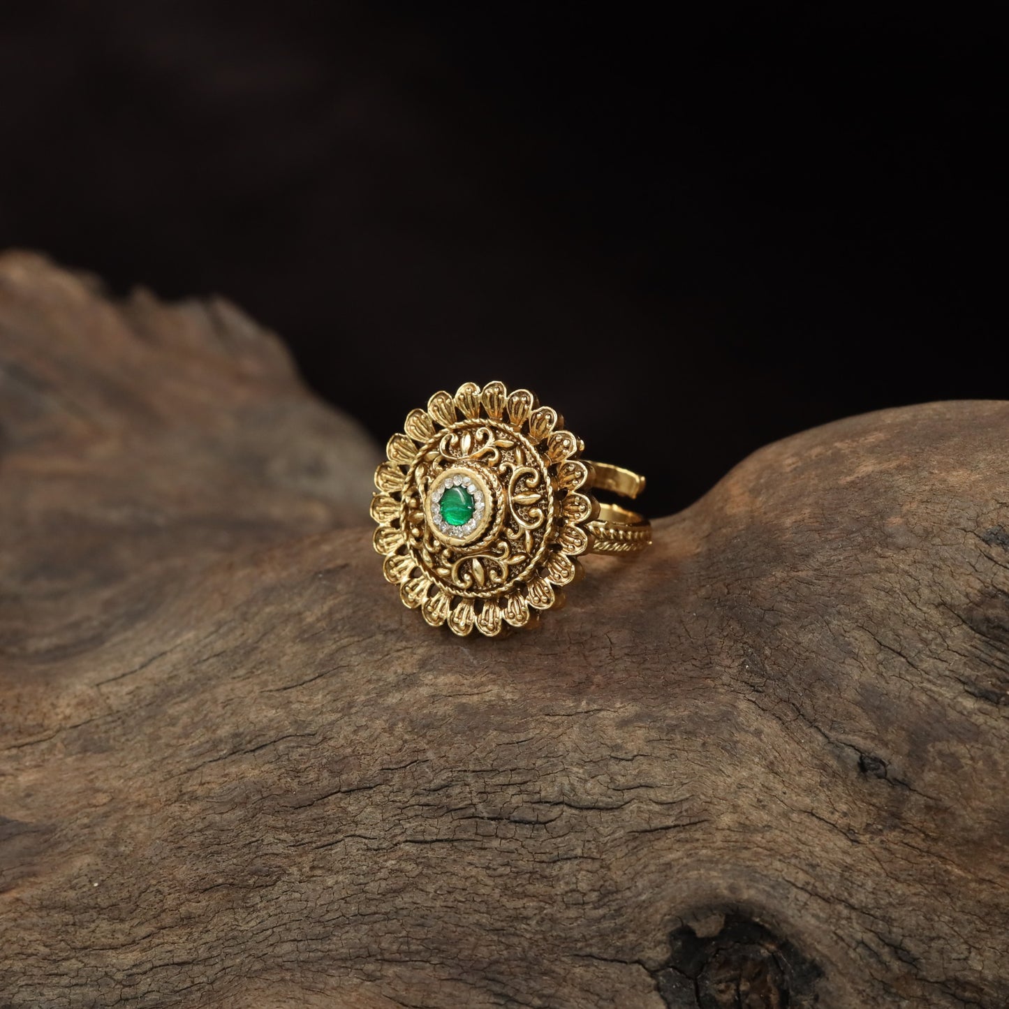 Fine Curved Scrollwork and Petal Detailing in an Antique Finger Ring