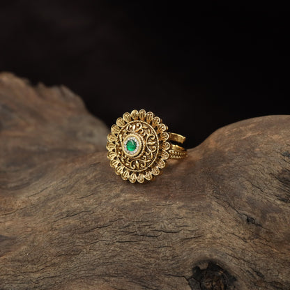 Fine Curved Scrollwork and Petal Detailing in an Antique Finger Ring