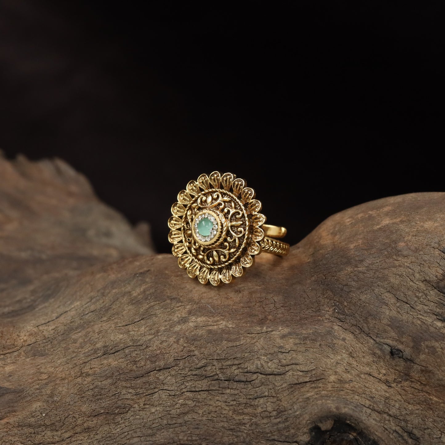 Fine Curved Scrollwork and Petal Detailing in an Antique Finger Ring