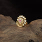 Antique Finger Ring with Teardrop Framing and Detailed Circular Medallion Work