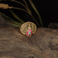 Peacock Antique Finger Ring with Sculpted Details and Floral Scrollwork