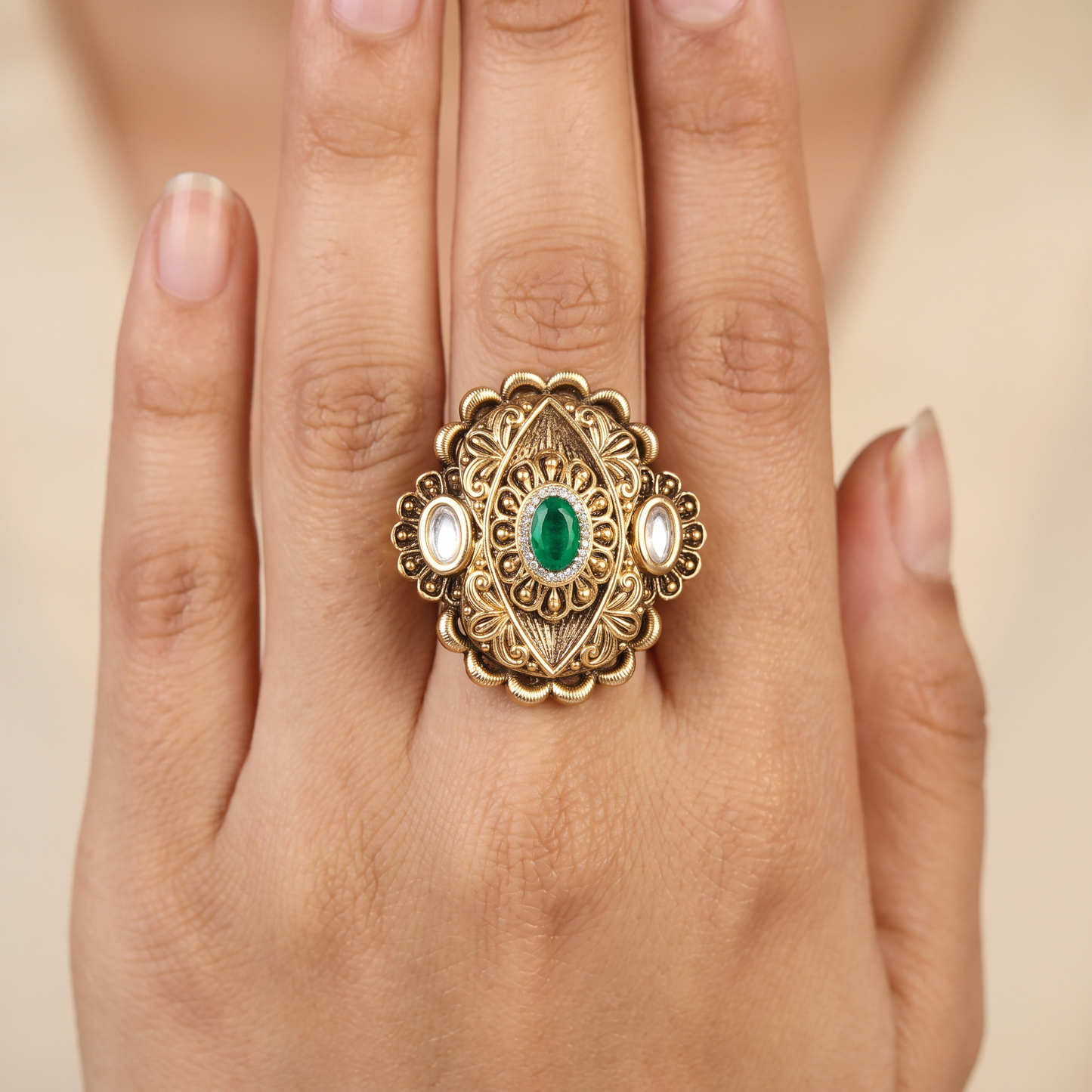 Antique Finger Ring Showcasing Curvilinear Work and a Defined Centre