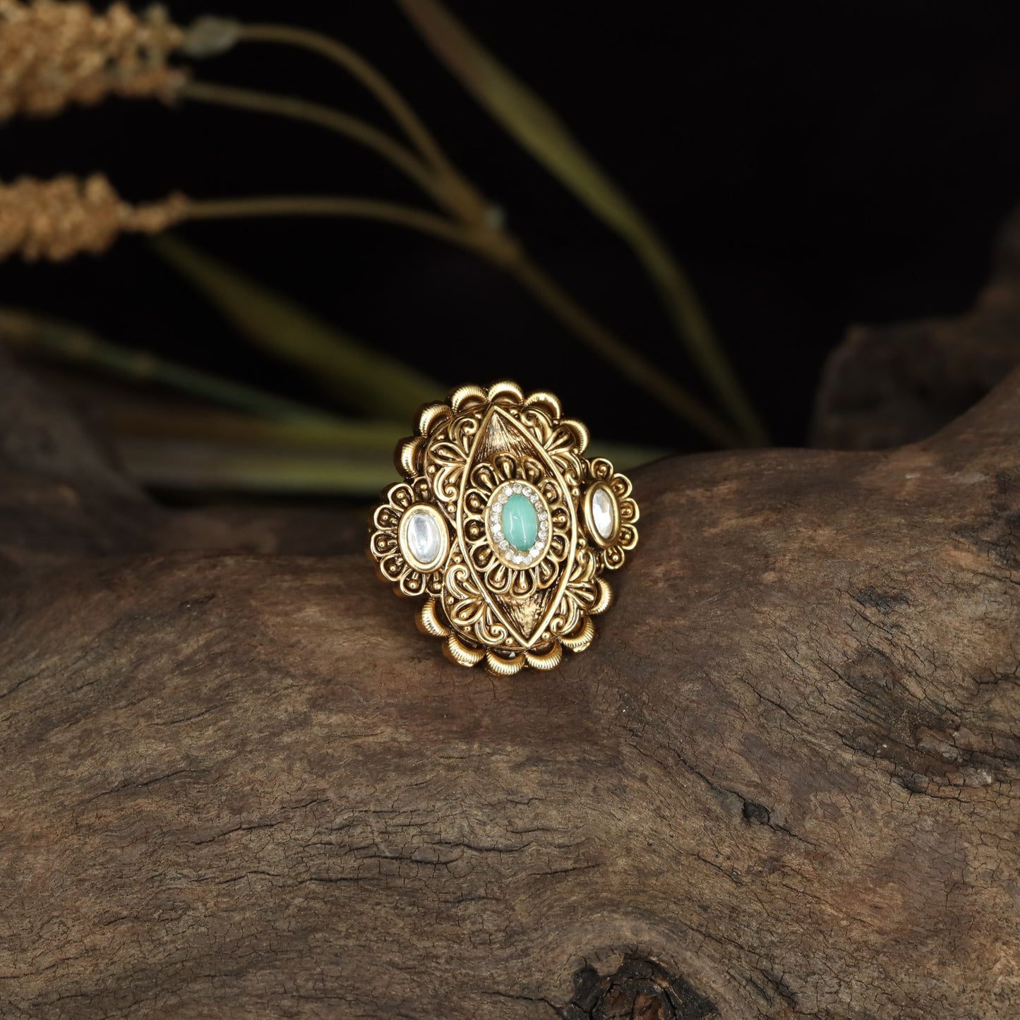 Antique Finger Ring Showcasing Curvilinear Work and a Defined Centre