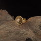 Antique Finger Ring with Detailed Rosette Centre and Textured Outer Frame