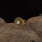 Antique Finger Ring with Detailed Rosette Centre and Textured Outer Frame