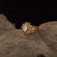 Traditional Antique Finger Ring with Rounded Petal Work and Fine Openwork