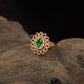 Antique Finger Ring with Symmetrical Petal Arrangement and Textured Band