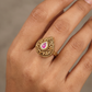 Teardrop Antique Finger Ring with Intricate Floral Scrollwork and Ornate Border