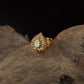 Teardrop Antique Finger Ring with Intricate Floral Scrollwork and Ornate Border