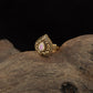 Teardrop Antique Finger Ring with Intricate Floral Scrollwork and Ornate Border
