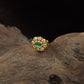 Antique Finger Ring with Twin Oval Centre and Sculpted Floral Detailing