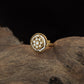 Floral Rosette Antique Finger Ring with Circular Pearl Border and Detailed Centre