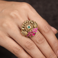 Swan Antique Finger Ring with Sculpted Floral Details and Ornate Centre