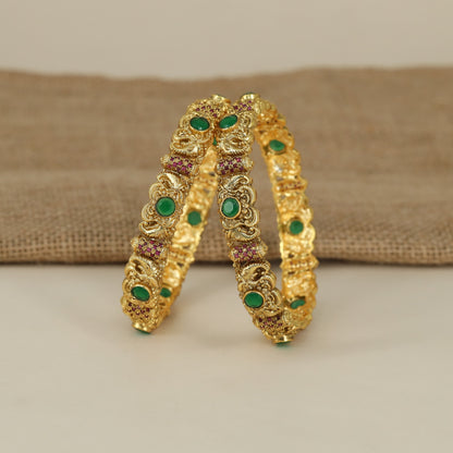 Antique Bangles with Floral and Elephant Trim