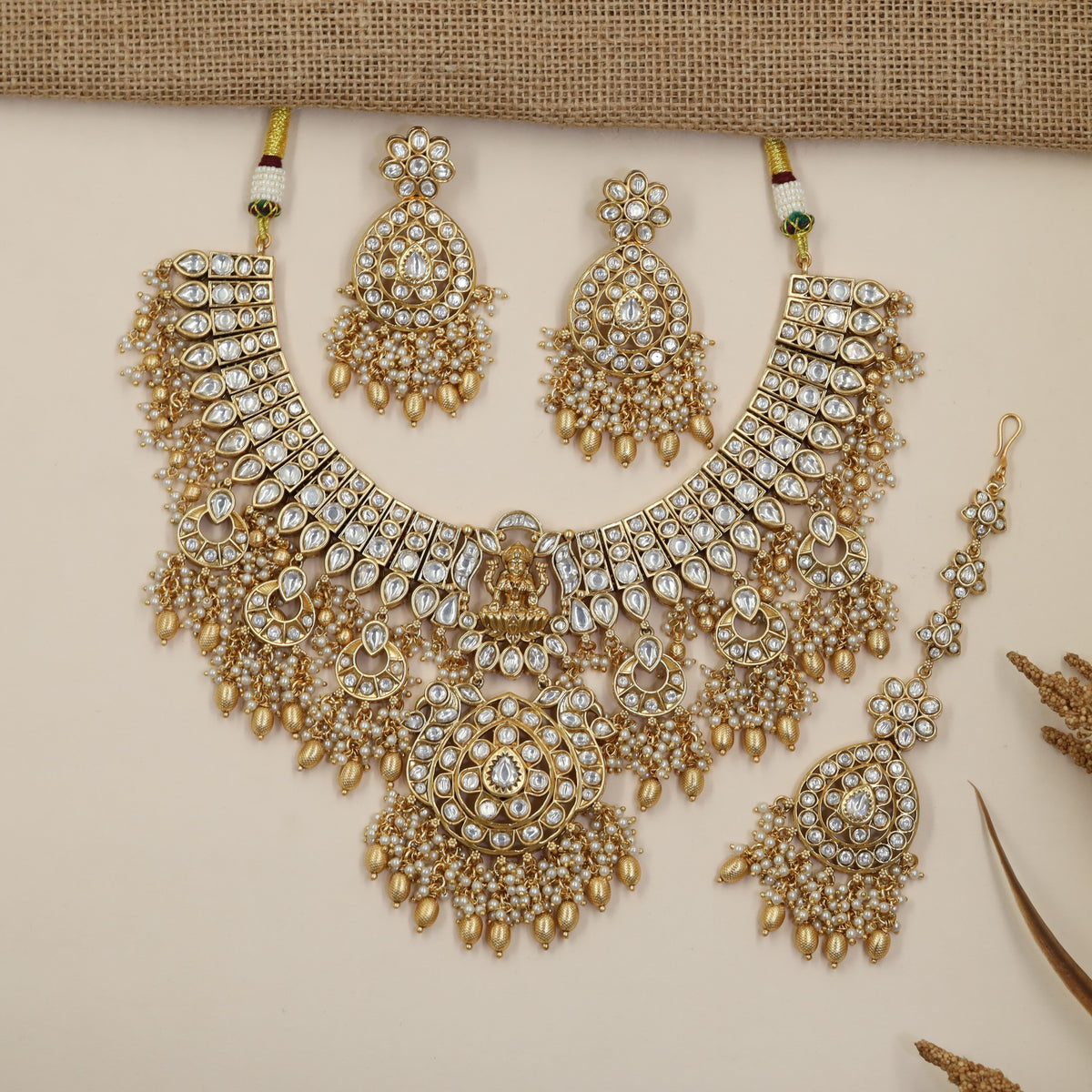 Royal Jadau Collar Necklace Combo Set