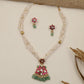 Kundan Pearl Beads Necklace Set with Floral Crest