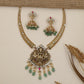 Traditional Lakshmi Necklace Set with Cascading Dropwork