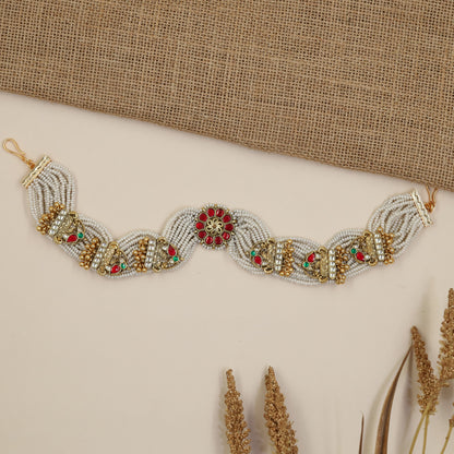 Jadau Parrot Shishphul with Pearl Strands