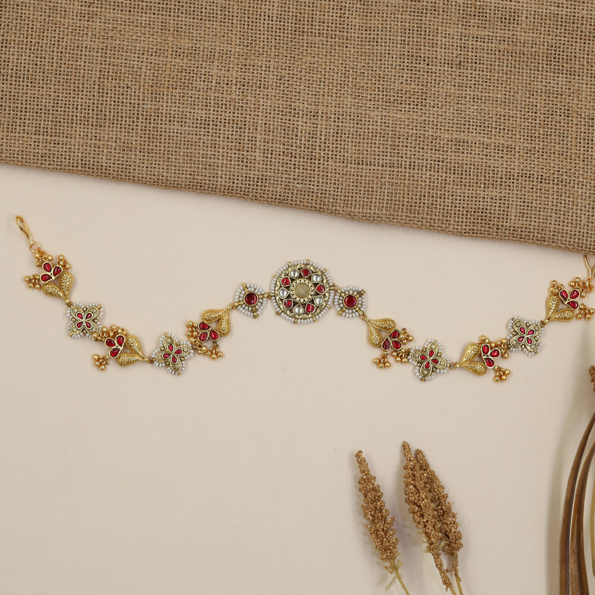 Jadau Blossom Shishphul with Circular Centre
