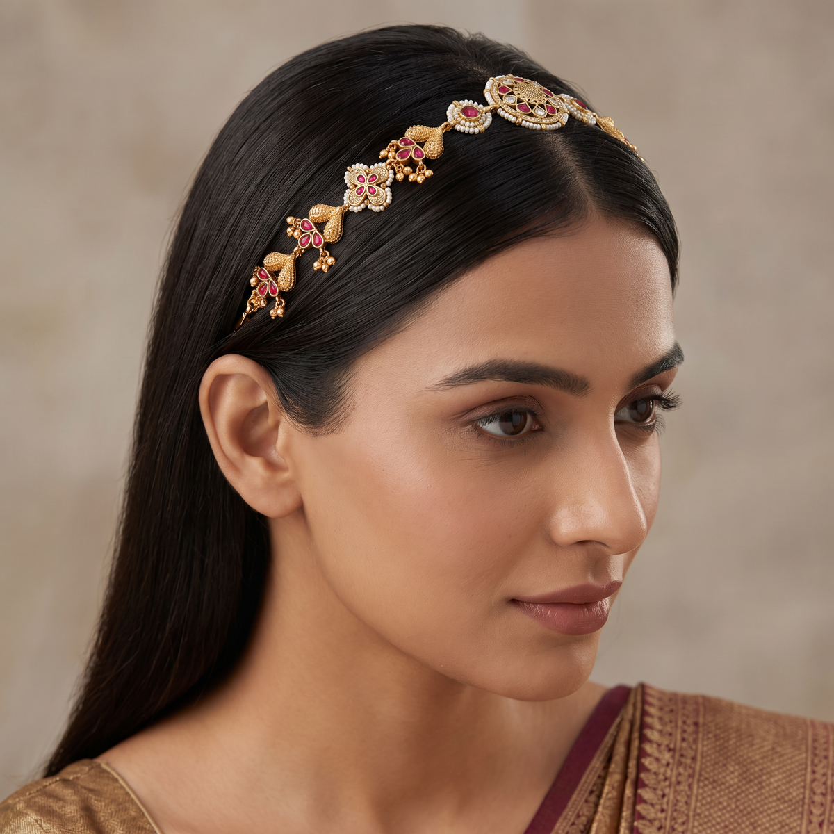 Jadau Blossom Shishphul with Circular Centre