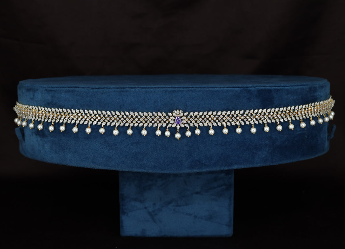 GJ Leafwork Waist Belt with Pearl Fringe