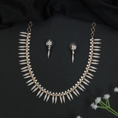 GJ Leaf Drop Necklace Set with Floral Links