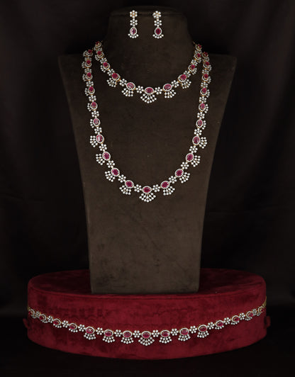 GJ Floral Necklace Waist Belt Combo Set