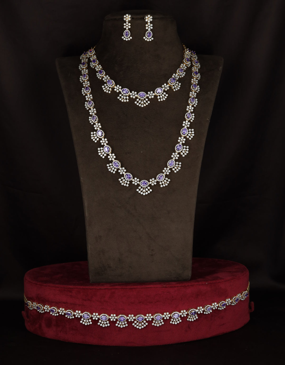 GJ Floral Necklace Waist Belt Combo Set