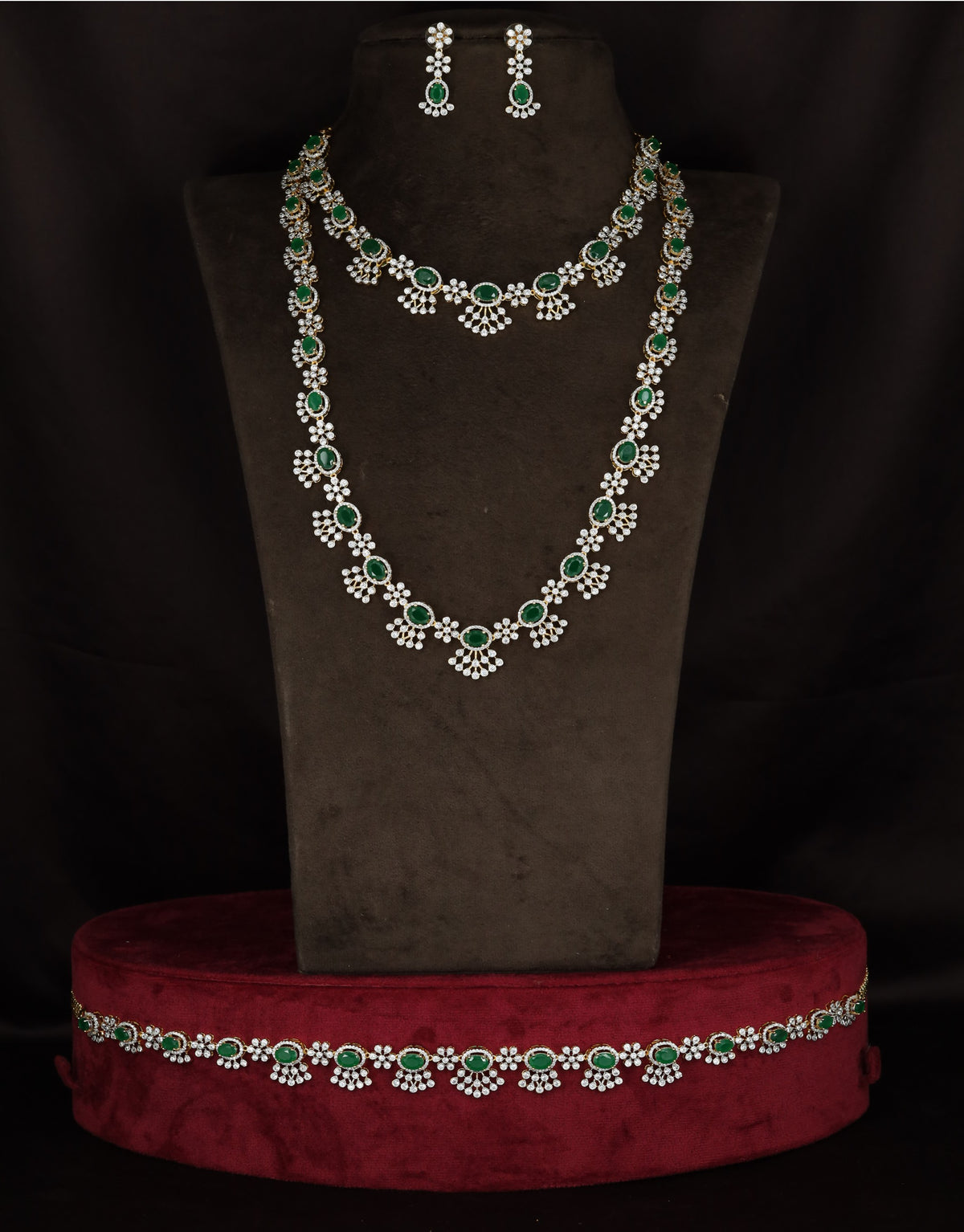 GJ Floral Necklace Waist Belt Combo Set