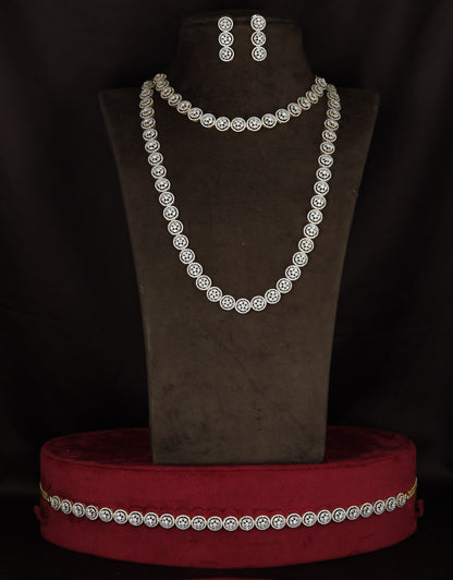 GJ Rosette Necklace Waist Belt Combo Set