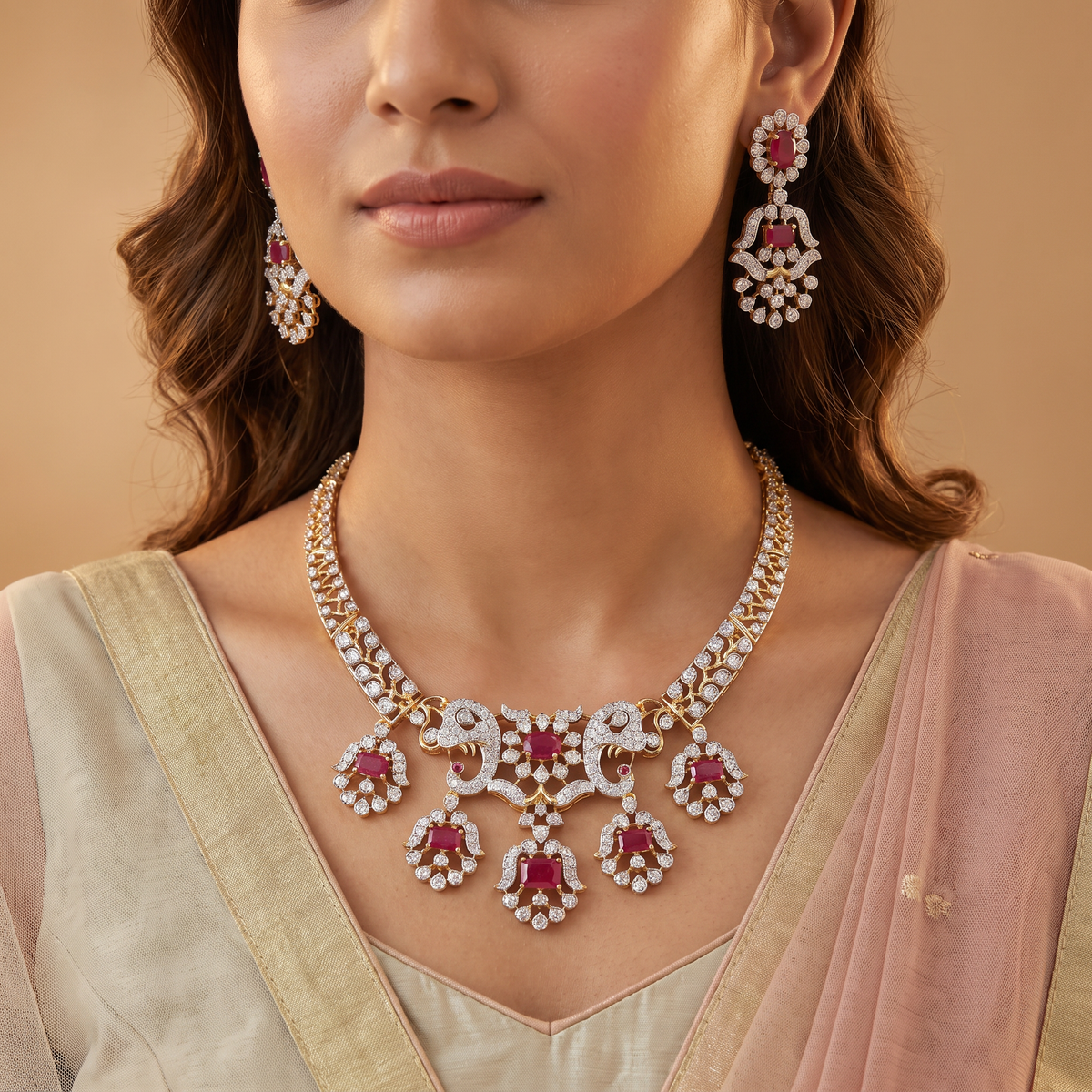 GJ Ganesha Necklace Set with Bell Pendants