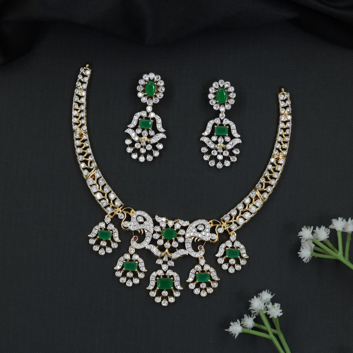 GJ Ganesha Necklace Set with Bell Pendants