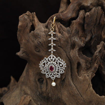 GJ Floral Tikka with Openwork Oval Pendant