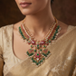 Bridal Treasury Jadau Necklace with Sculpted Petal Links and Cascading Bead Fringe