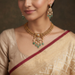 Festive Jadau Necklace with Intricate Leaf Panels