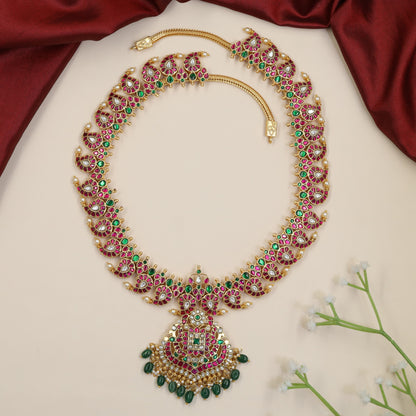 Jadau Paisley Long Haara with Hanging Drops