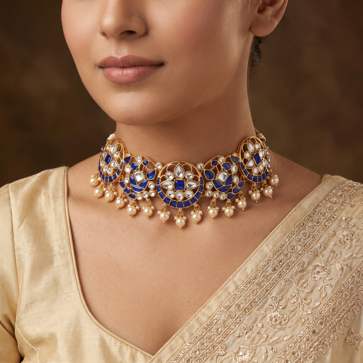 Classic Jadau Choker with Repeated Circular Panels