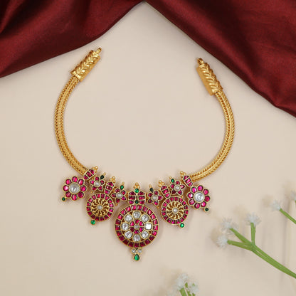 Jadau Rosette Necklace with Circular Medallions