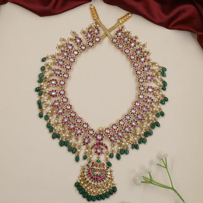 Jadau Paisley Long Haara with Grand Pendant