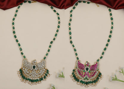 Reversible Jadau Beads Chain with Winged Pendant