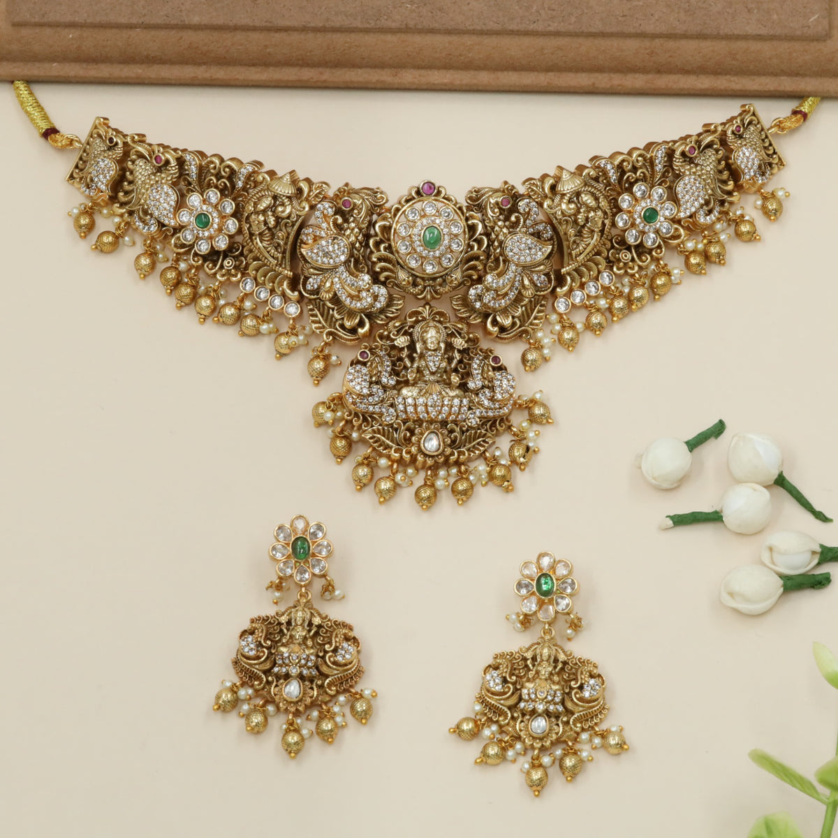 Antique Lakshmi Choker Set with Floral Panels