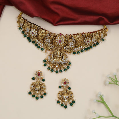 Antique Lakshmi Choker Set with Floral Panels