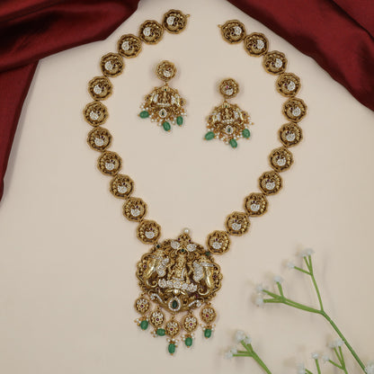 Antique Gajalakshmi Long Haara Set with Elephant Motifs